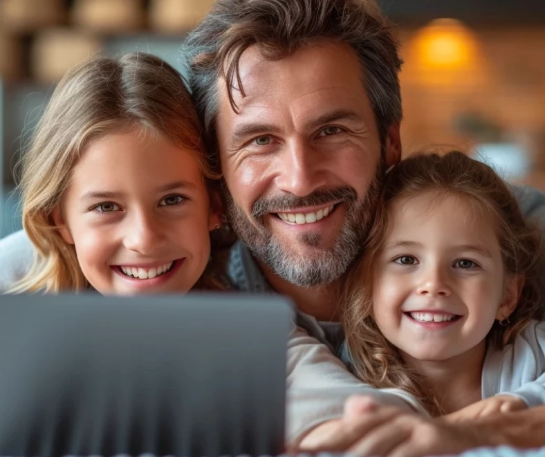 A family huddled together