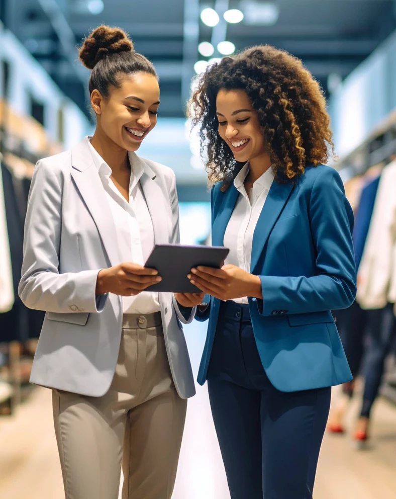 Two people communicating with the use of Evenly on an iPad