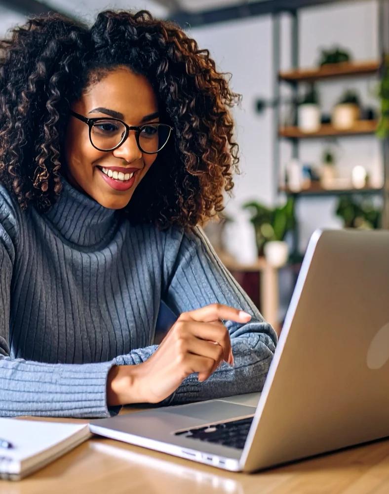 Woman looking at a laptop screen