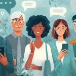 A diverse group of people holding mobile devices